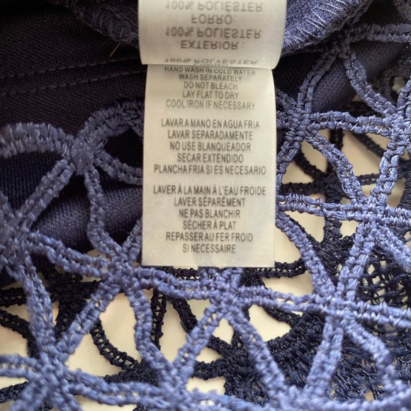 GUESS Navy Blue Lace Fit and Flare Dress Size 12 - Picture 14 of 17